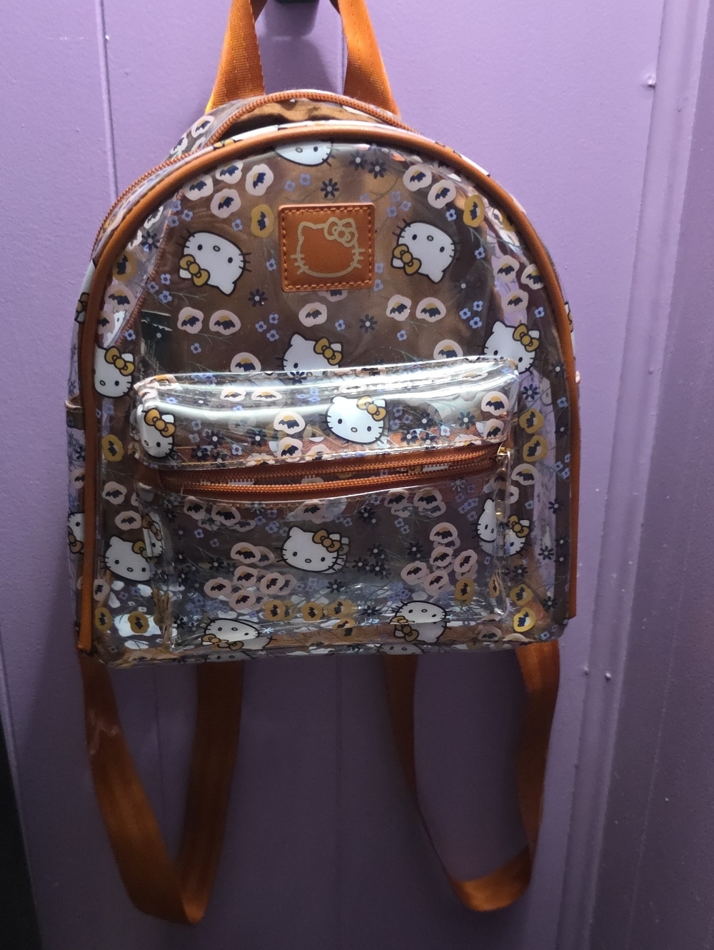 Hello Kitty Clear Mini Backpack - Brown and White